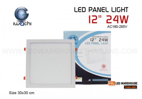 โคมฝังฝ้า 12"24W ทรงเหลี่ยม IWACHI-PANAL-12-24W-S แสงขาวและแสงวอร์มไวท์